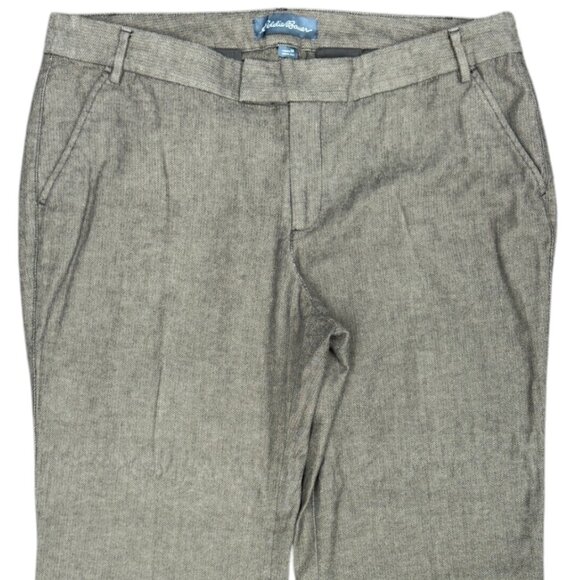 EUC Women's EDDIE BAUER Herringbone Wide Leg Dress Pants Brown/Tan | Size 14 - Picture 3 of 12